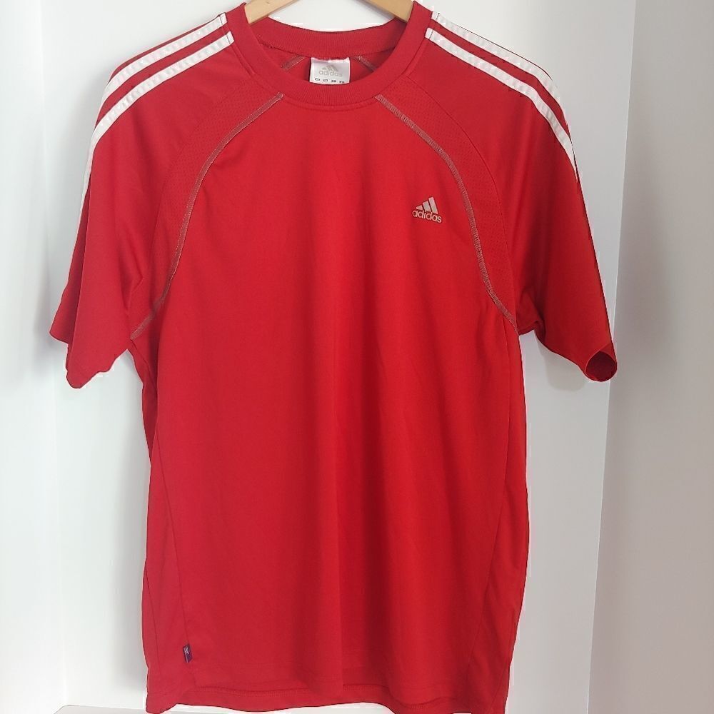 Adidas Men's Red Short Sleeve Workout Shirt Size Large
